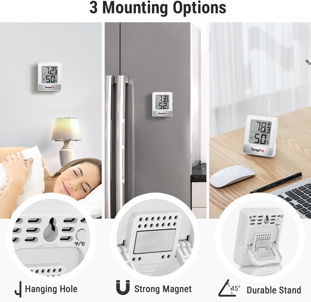 TempPro TP49 Digital Hygrometer Indoor Thermometer Humidity Meter Room Thermometer with Temperature and Humidity Monitor Mini Hygrometer Outdoor Thermometer (Previously ThermoPro)