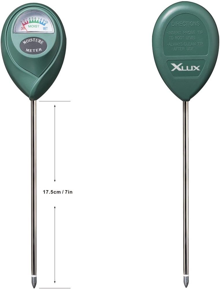 XLUX Soil Moisture Sensor Meter Water Monitor, Hygrometer for Gardening, Farming,Plants, No Batteries Required, 2 Pack