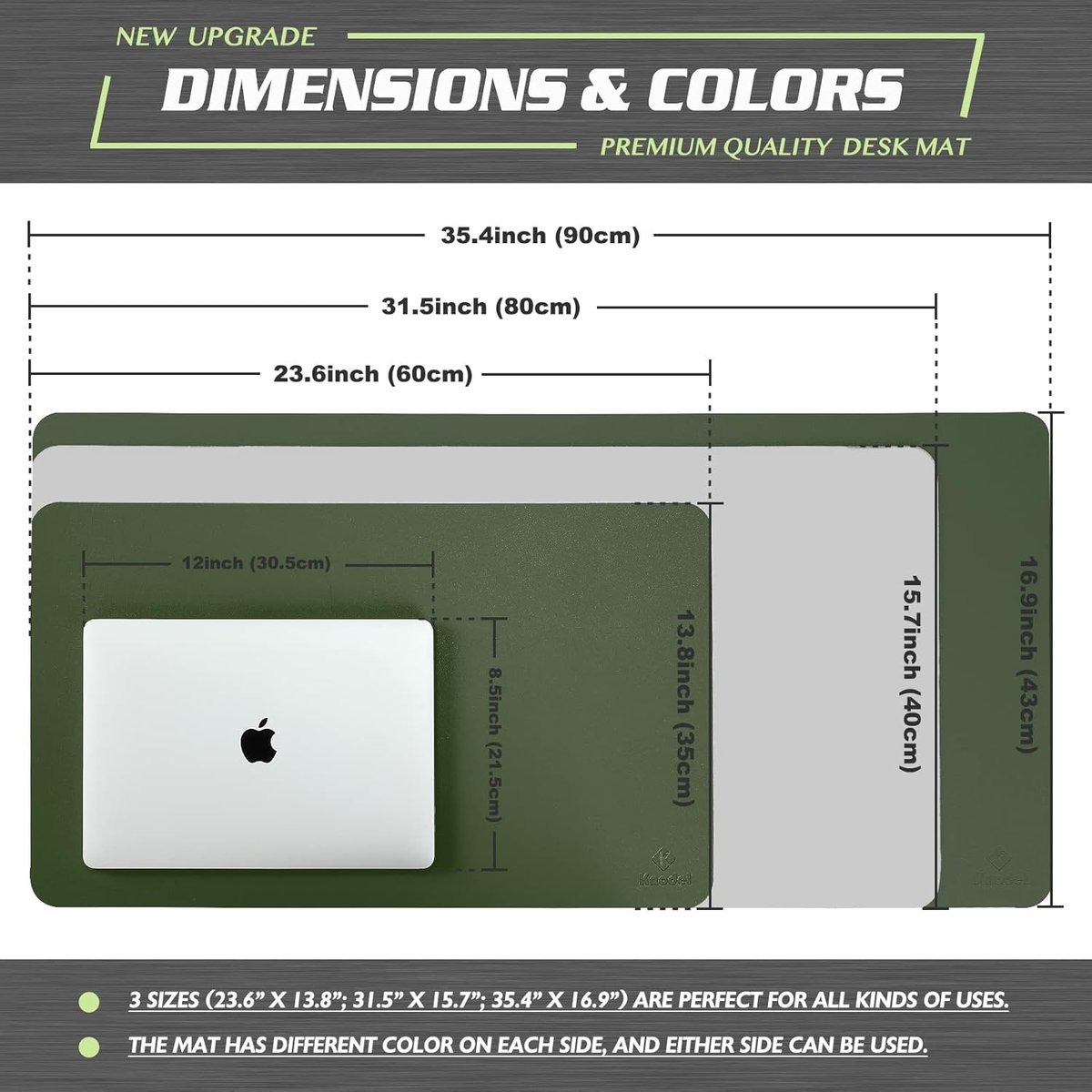 K KNODEL Leather Desk Mat, Office Desk Pad, Large Mouse Pad, Keyboard Pad, Computer and Laptop Mat for Desk, Desk Protector, Desktop Mat for Writing, Desk Blotter and Cover (80x40cm, Dark Green)